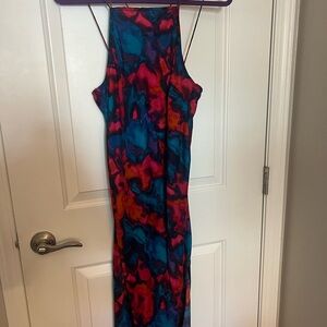 Silence + Noise Blue and Red Halter Slip Dress